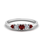 heart-shape-5-stone-diamond-ring-with-ruby-in-white-gold-FD8898GRUDR-NL-WG